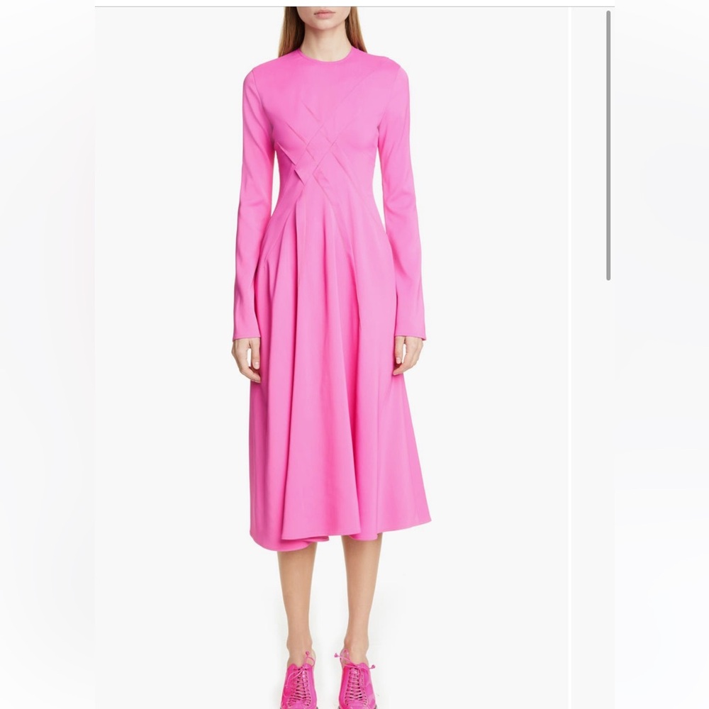 Sies Marjan Pink Ruched Long Sleeve Sheath Dress